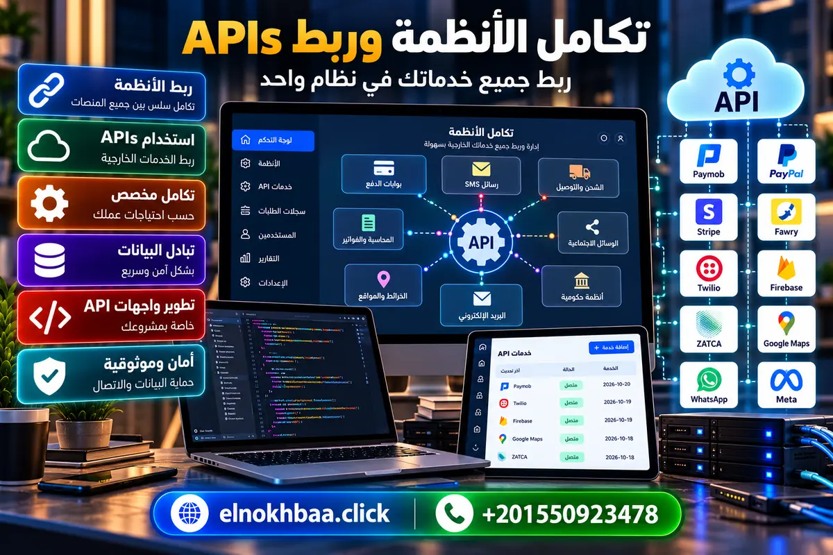 تكامل الأنظمة وربط APIs — النخبة للبرمجيات