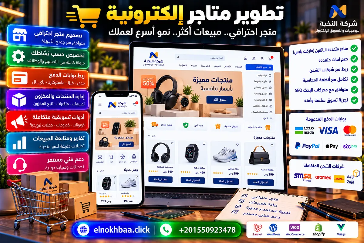 تطوير متجر إلكتروني — النخبة للبرمجيات
