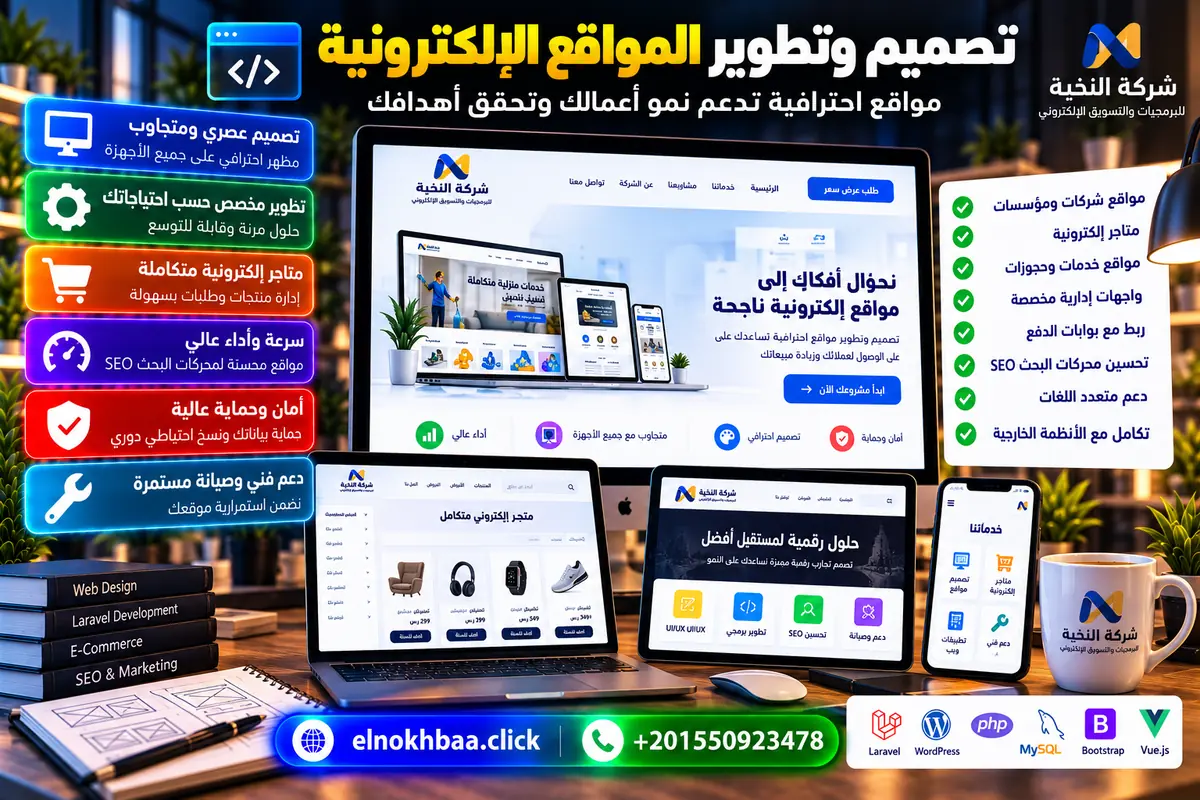 تصميم وتطوير المواقع الإلكترونية — النخبة للبرمجيات
